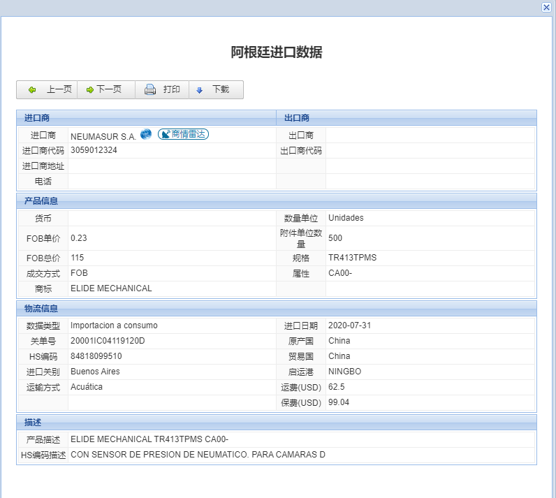 阿根廷海关数据